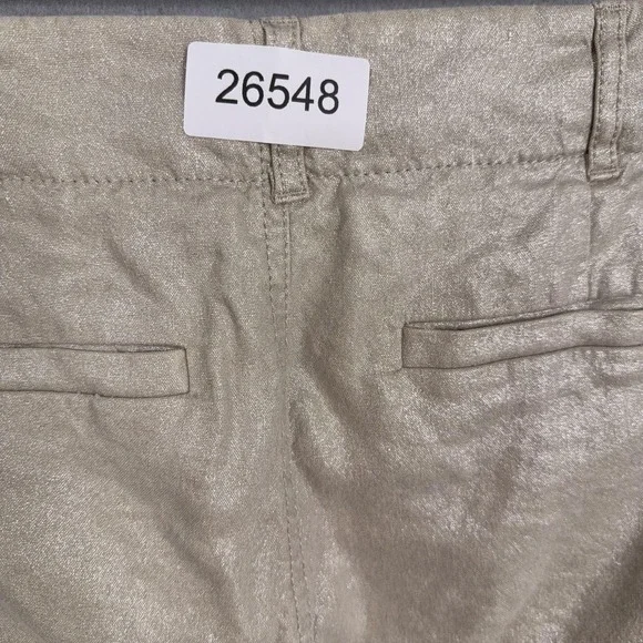 Alice + Olivia Pants Womens 4 Cargo Cropped Shimmer Coated Linen Blend Stretch - Picture 13 of 13